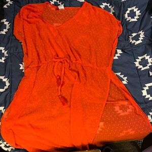 Women's Orange Wrap Top